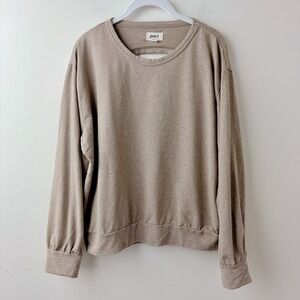 Pact Organic Cotton Pullover Basic Sweatshirt Large Brown Open Back Athleisure